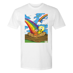 Looney Tunes Tweety Bird Rainbow Nest Adult T-Shirt