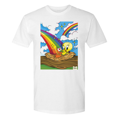 Looney Tunes Tweety Bird Rainbow Nest Adult T-Shirt