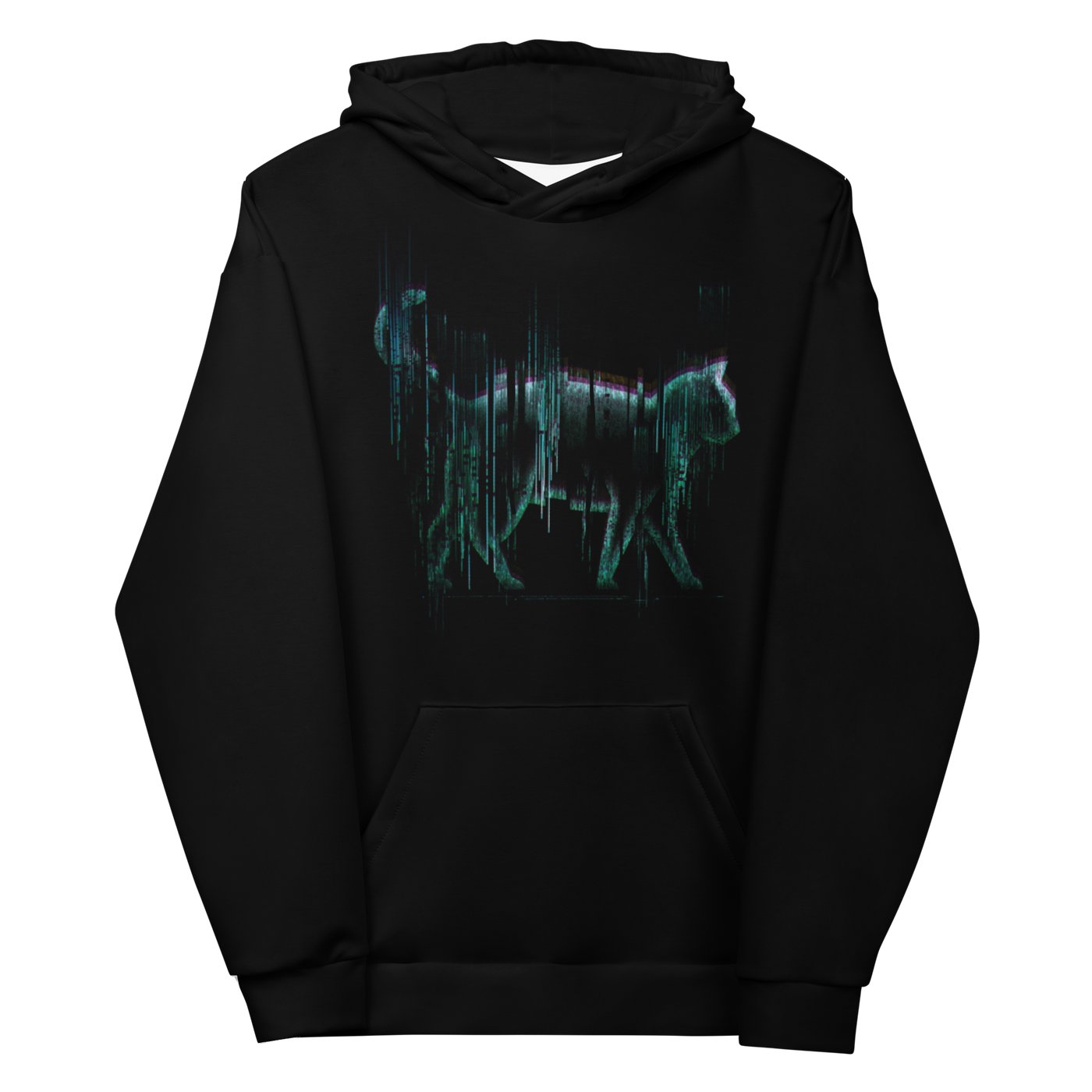The Matrix Glitched Cat Adult Fleece Hooded Sweatshirt