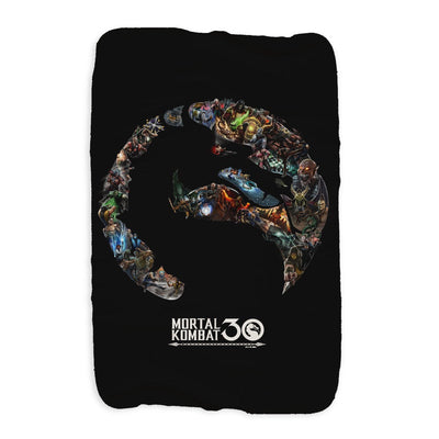 Mortal Kombat 30th Anniversary Logo Sherpa Blanket