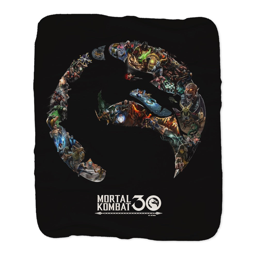 Mortal Kombat 30th Anniversary Logo Sherpa Blanket