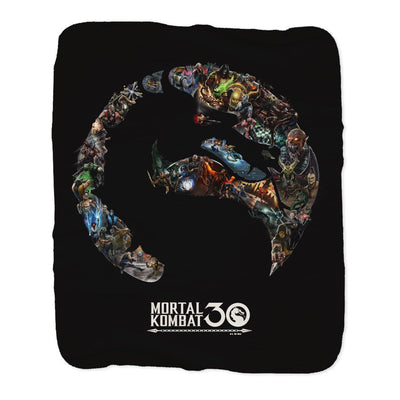 Mortal Kombat 30th Anniversary Logo Sherpa Blanket
