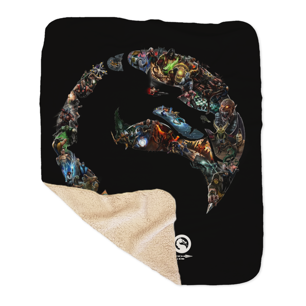 Mortal Kombat 30th Anniversary Logo Sherpa Blanket