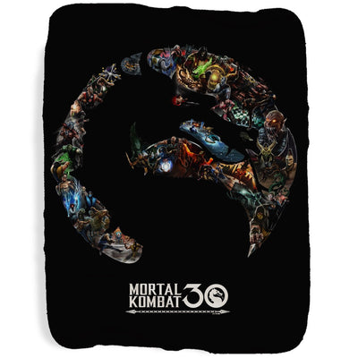 Mortal Kombat 30th Anniversary Logo Sherpa Blanket