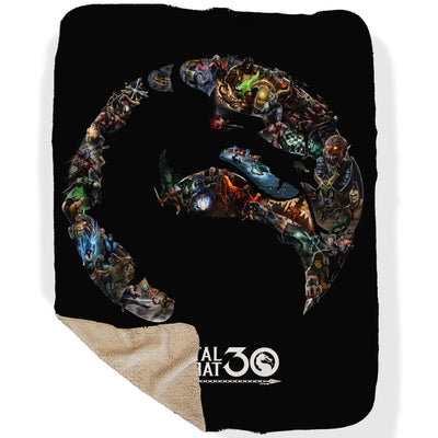 Mortal Kombat 30th Anniversary Logo Sherpa Blanket