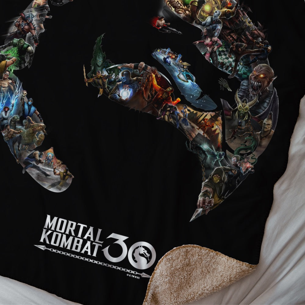 Mortal Kombat 30th Anniversary Logo Sherpa Blanket