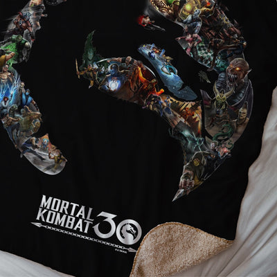 Mortal Kombat 30th Anniversary Logo Sherpa Blanket