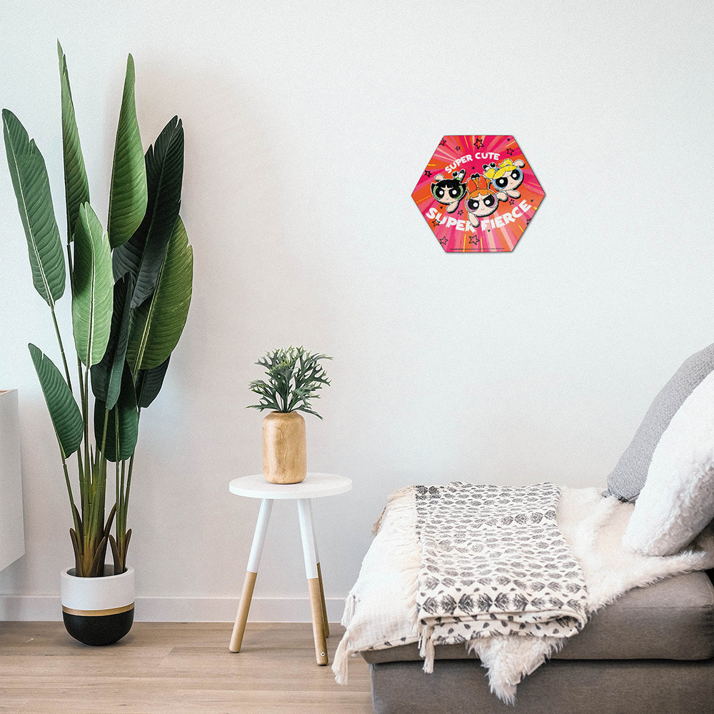 The Powerpuff Girls Super Cute Super Fierce Knexagon Wood Print