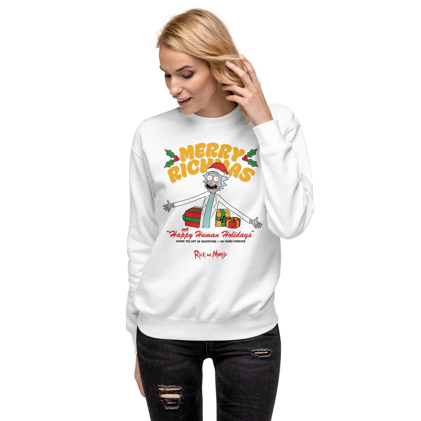 Rick and Morty Happy Human Holidays Unisex Fleece Pullover