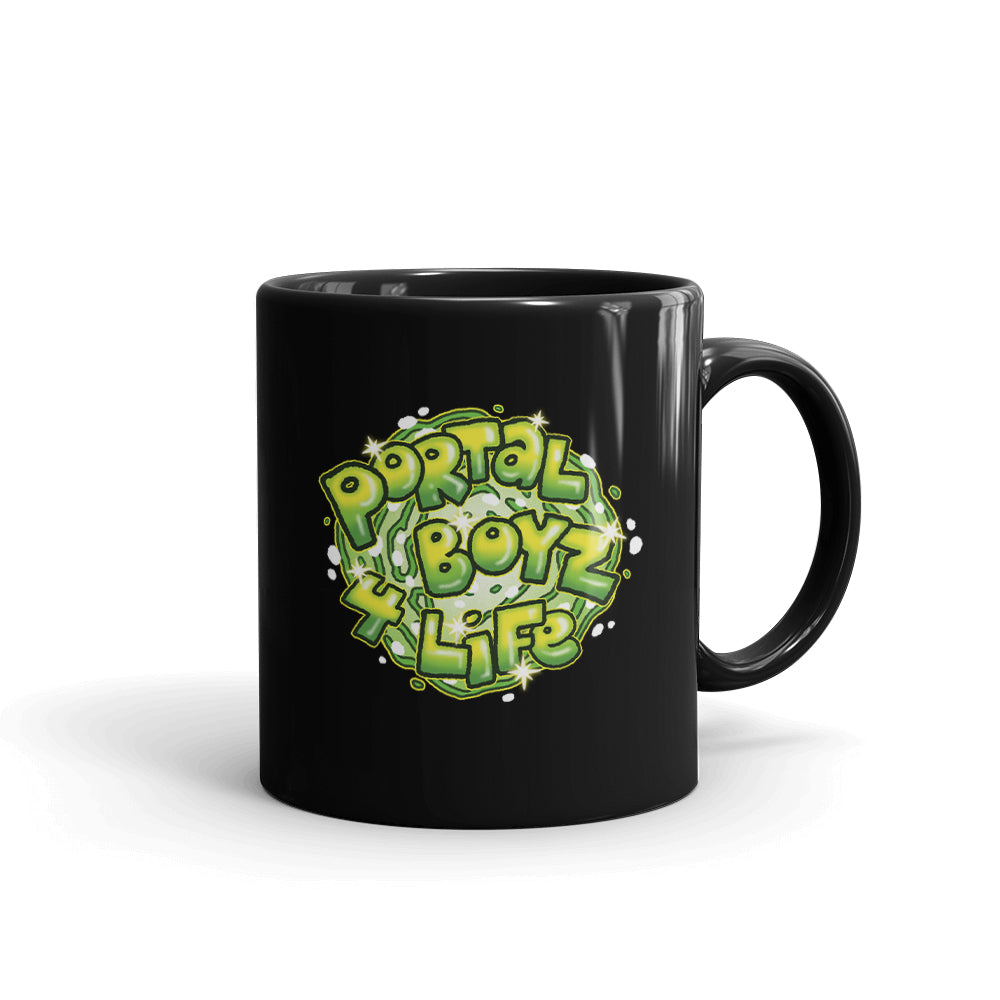 Rick and Morty Portal Boyz 4 Life Black Mug