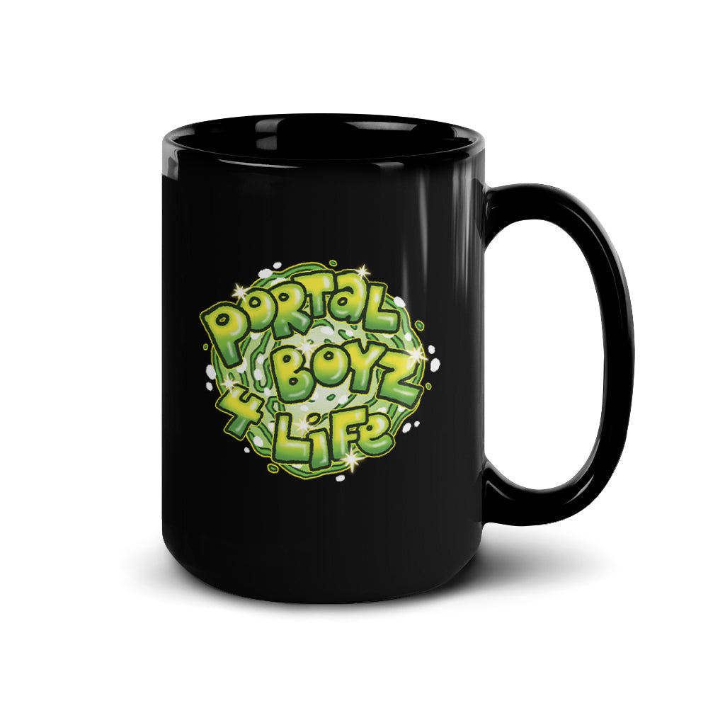 Rick and Morty Portal Boyz 4 Life Black Mug