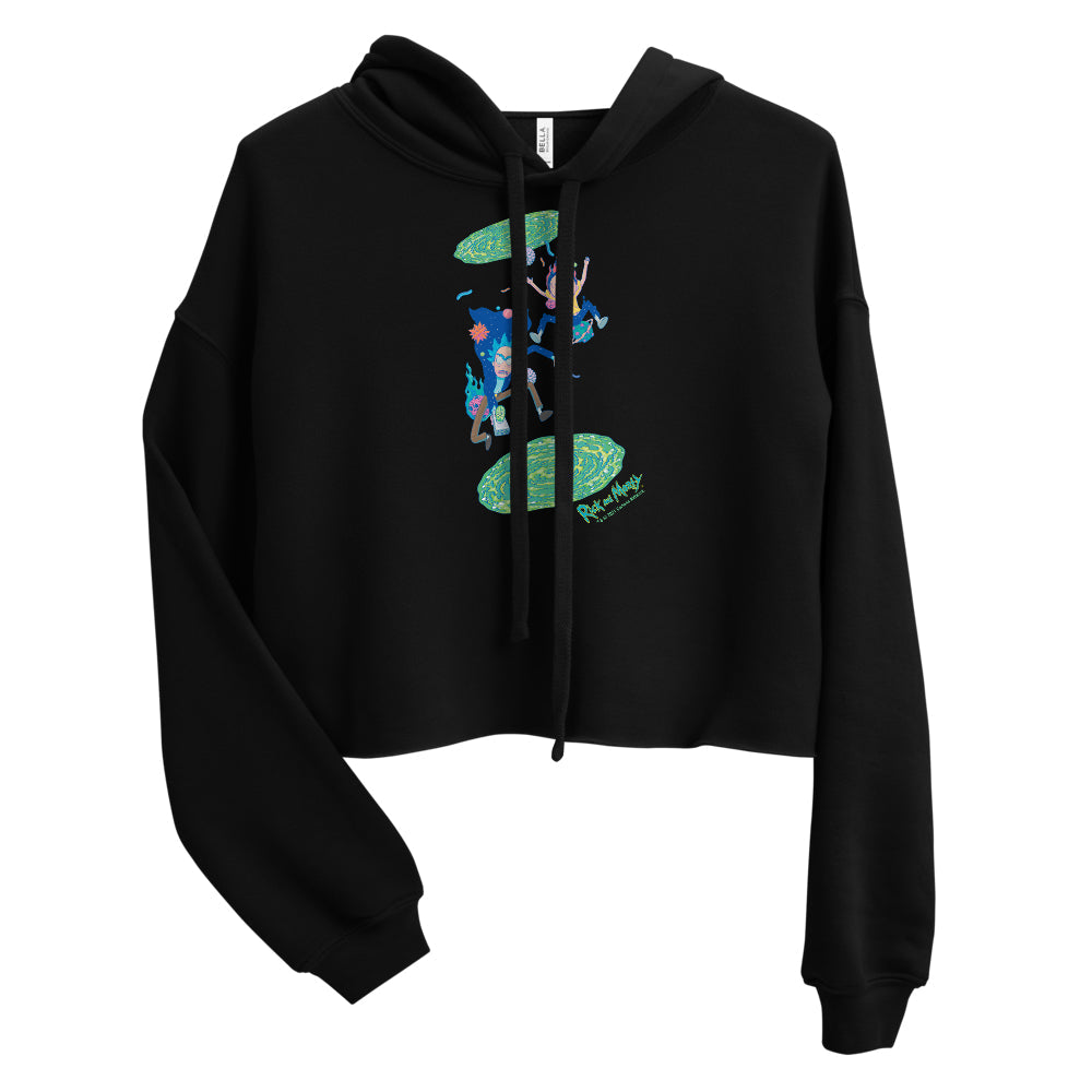 Rick and Morty Portal Jump Women's Fleece Crop Sweatshirt