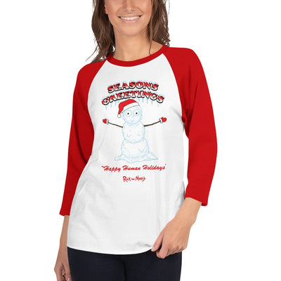 Rick and Morty Seasons Greetings Unisex 3/4 Sleeve Raglan Shirt