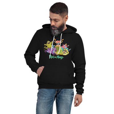 Rick and Morty Character Illustration Adult Fleece Hooded Sweatshirt