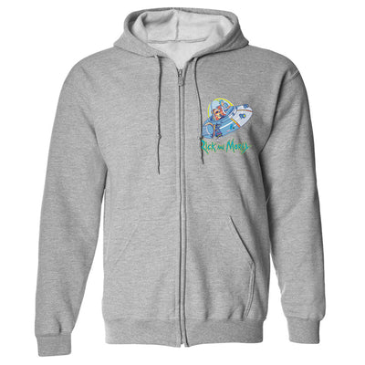 Rick and Morty Spaceship Fleece Zip-Up Hooded Sweatshirt