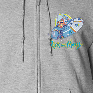 Rick and Morty Spaceship Fleece Zip-Up Hooded Sweatshirt