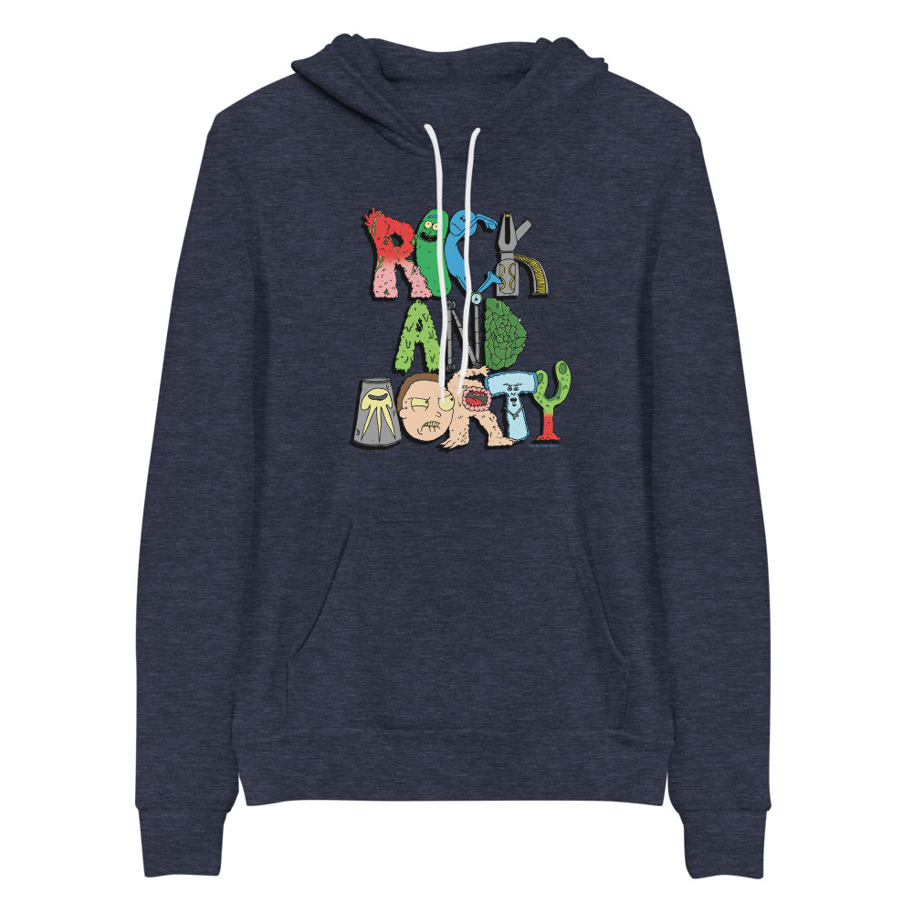 Rick and Morty Word Art Adult Fleece Hooded Sweatshirt