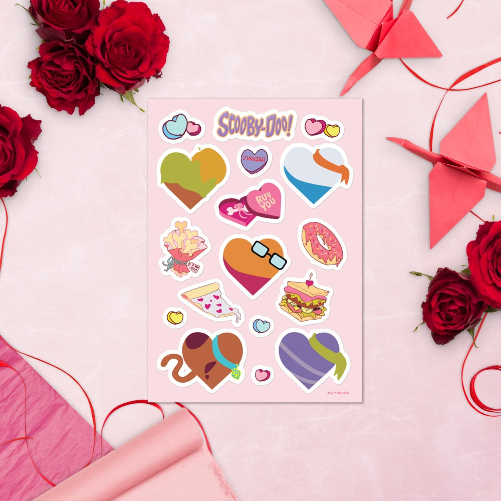 Scooby-Doo Hearts Kiss Cut Sticker Sheet