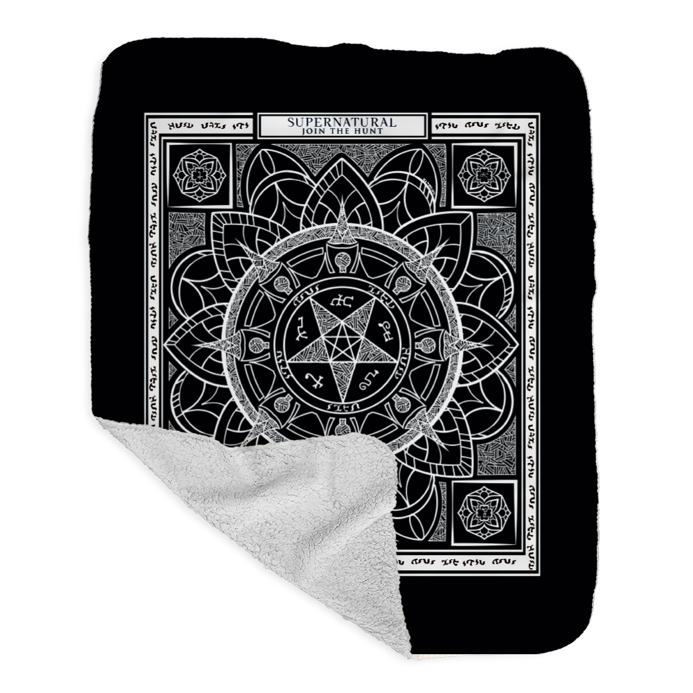 Supernatural Symbols Grey Sherpa Blanket