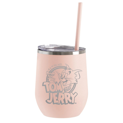 Tom and Jerry Key To My Heart Laser Engraved Wine Tumbler with Straw