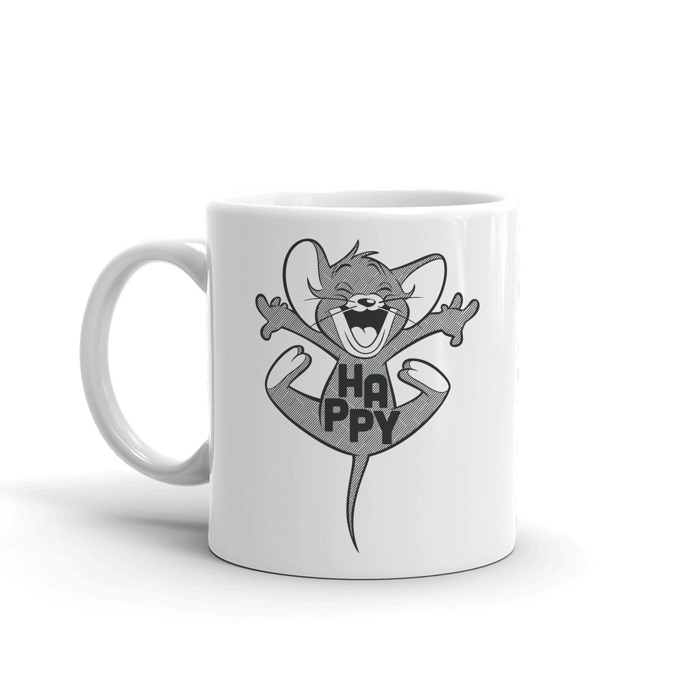 Tom and Jerry Happy! Black Logo White Mug