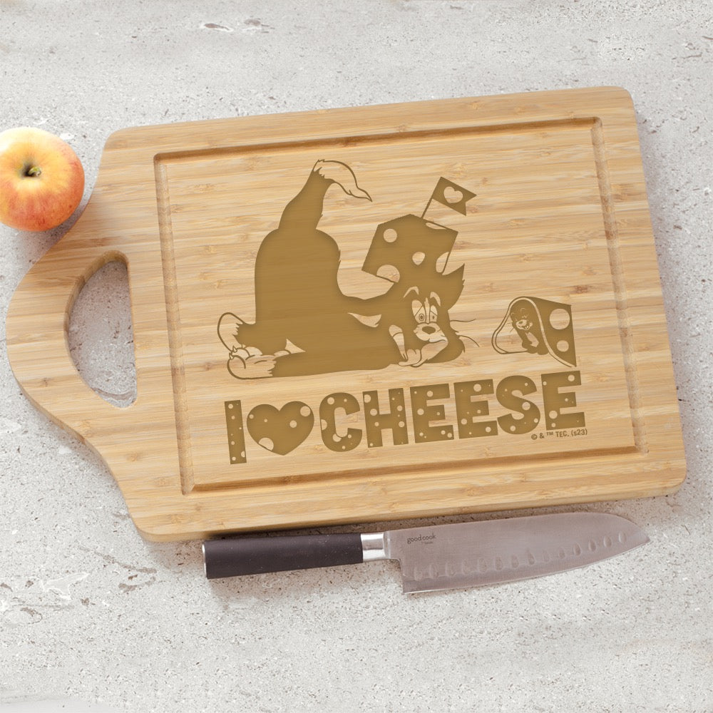 Tom and Jerry I Love Cheese Laser Engraved Cutting Board