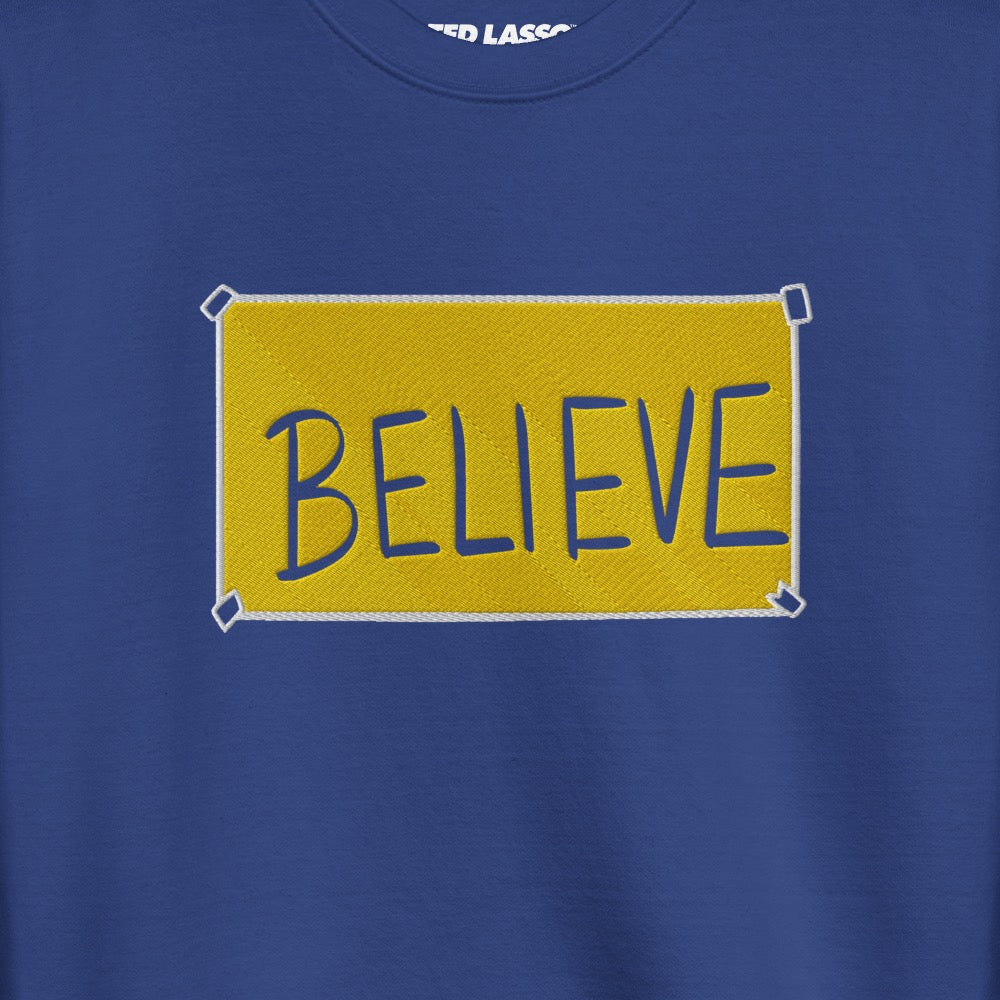 Ted Lasso Believe Embroidered Adult Sweatshirt