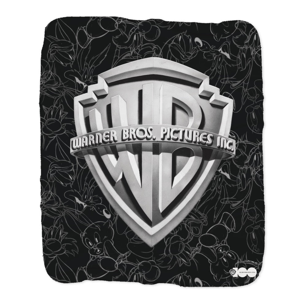 WB 100 Classic Hollywood Era Shield Sherpa Blanket