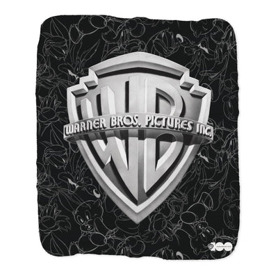 WB 100 Classic Hollywood Era Shield Sherpa Blanket