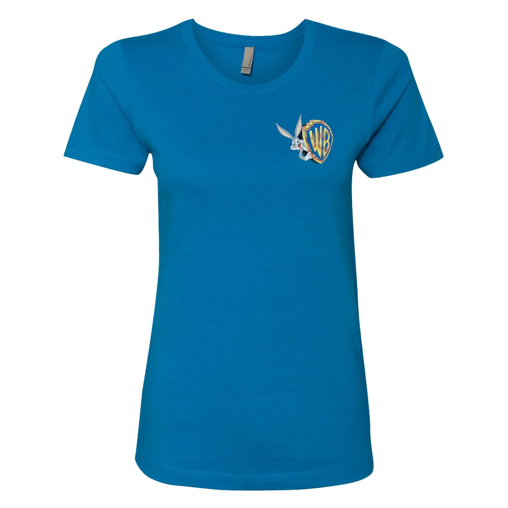 WB 100 Modern Blockbuster Era Shield with Bugs Bunny Women's Short Sleeve T-Shirt