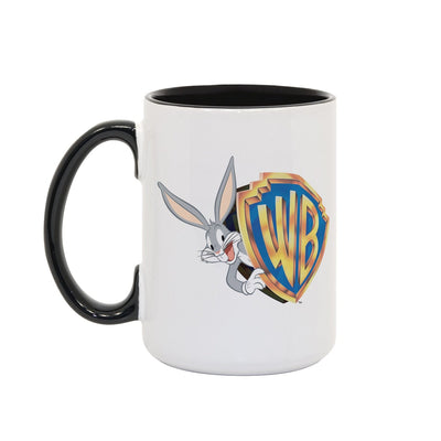 WB 100 Modern Blockbuster Era Shield with Bugs Bunny Two-Tone Mug