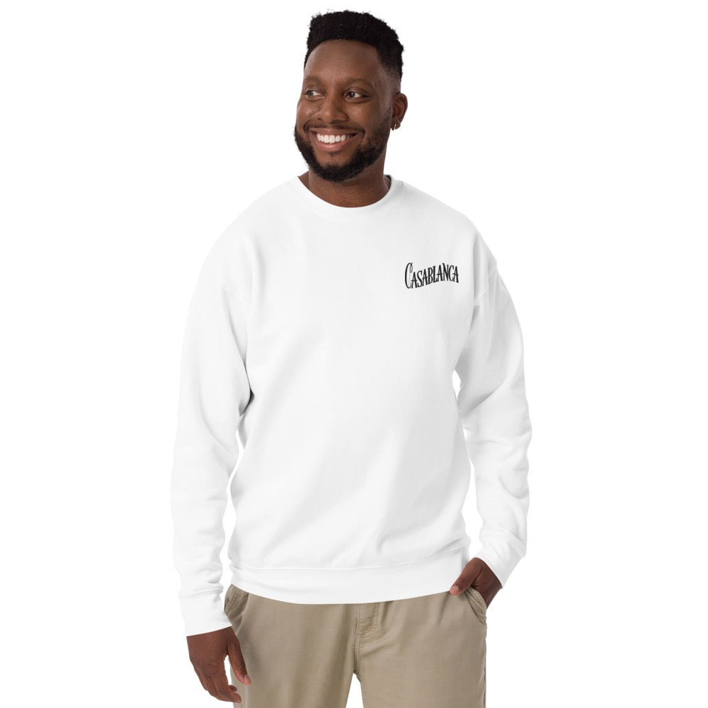 WB100 Casablanca Quotes Embroidered Fleece Crewneck Sweatshirt