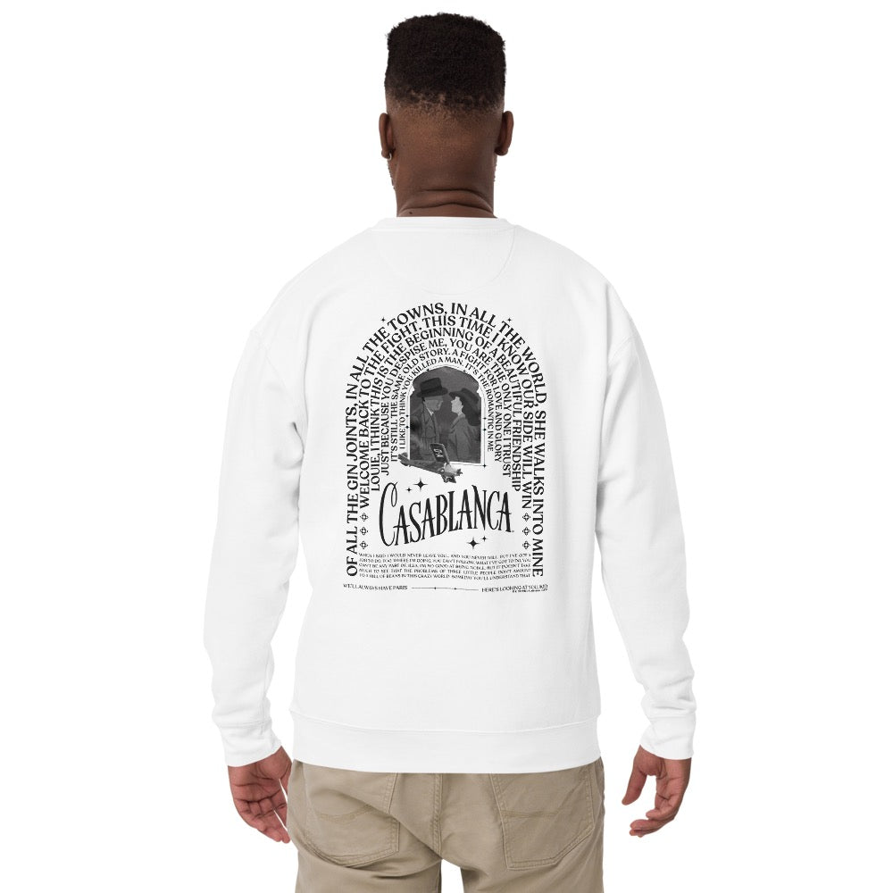 WB100 Casablanca Quotes Embroidered Fleece Crewneck Sweatshirt