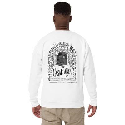 WB100 Casablanca Quotes Embroidered Fleece Crewneck Sweatshirt