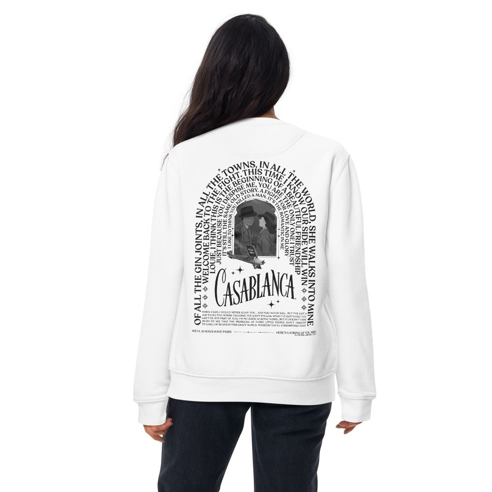 WB100 Casablanca Quotes Embroidered Fleece Crewneck Sweatshirt