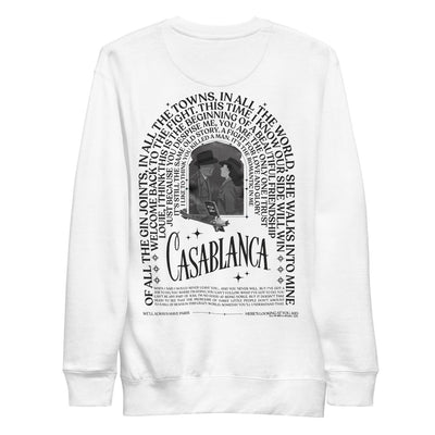 WB100 Casablanca Quotes Embroidered Fleece Crewneck Sweatshirt