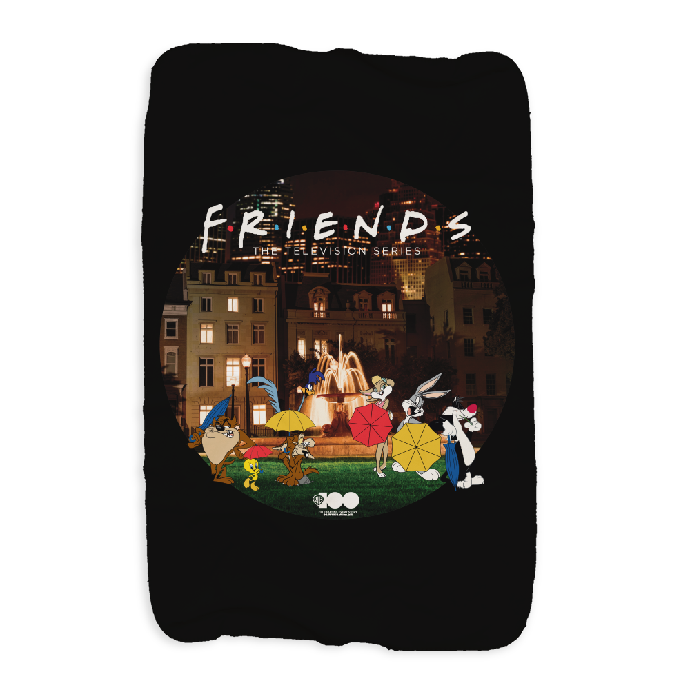 WB 100 Looney Tunes x Friends Intro Scene Sherpa Blanket