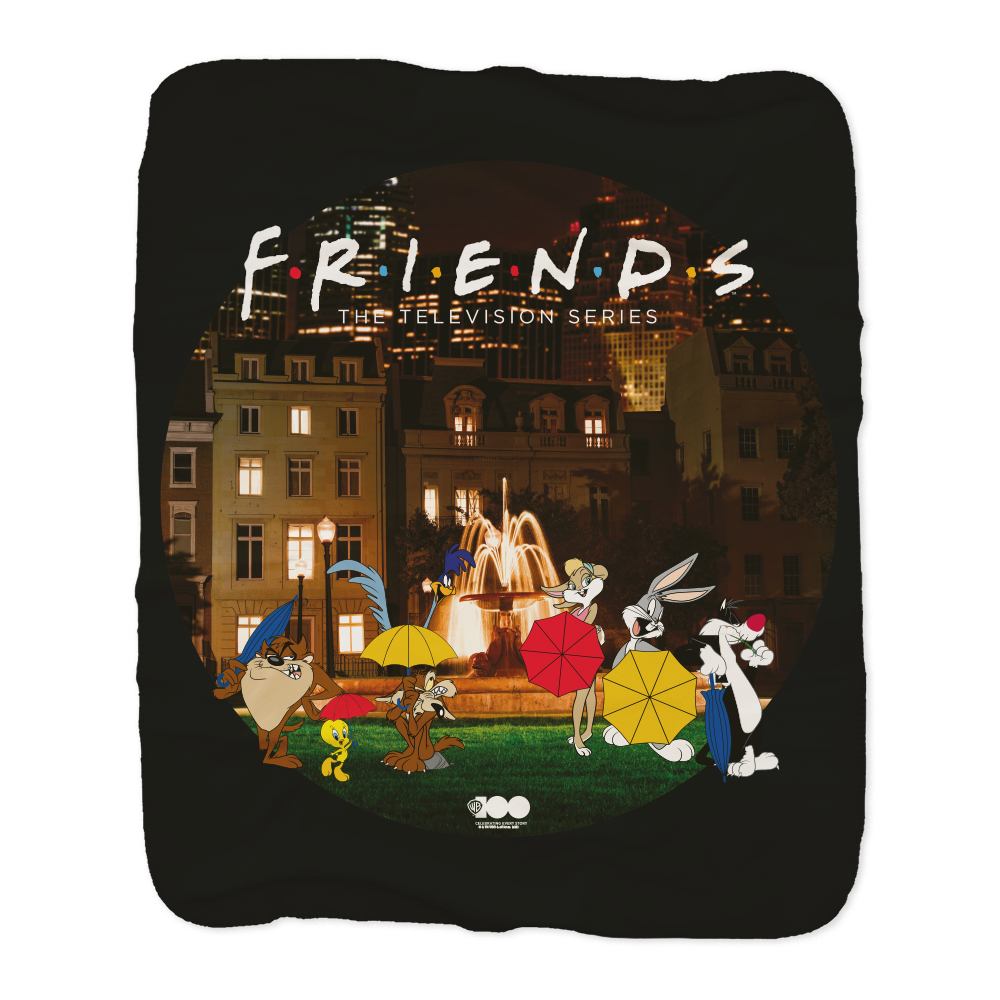 WB 100 Looney Tunes x Friends Intro Scene Sherpa Blanket