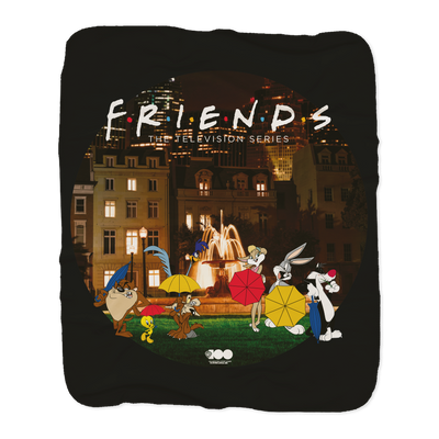 WB 100 Looney Tunes x Friends Intro Scene Sherpa Blanket