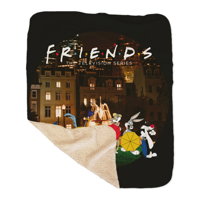 WB 100 Looney Tunes x Friends Intro Scene Sherpa Blanket