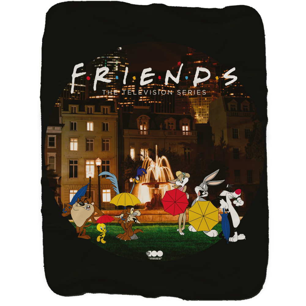 WB 100 Looney Tunes x Friends Intro Scene Sherpa Blanket