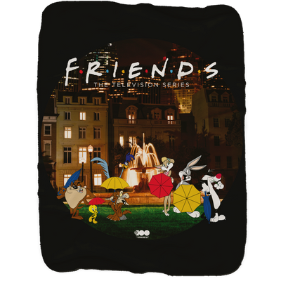 WB 100 Looney Tunes x Friends Intro Scene Sherpa Blanket