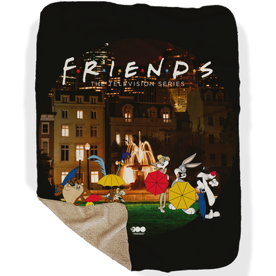 WB 100 Looney Tunes x Friends Intro Scene Sherpa Blanket