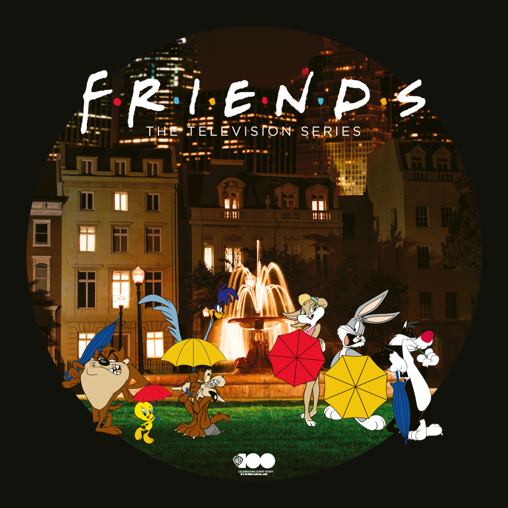 WB 100 Looney Tunes x Friends Intro Scene Sherpa Blanket