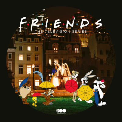 WB 100 Looney Tunes x Friends Intro Scene Sherpa Blanket