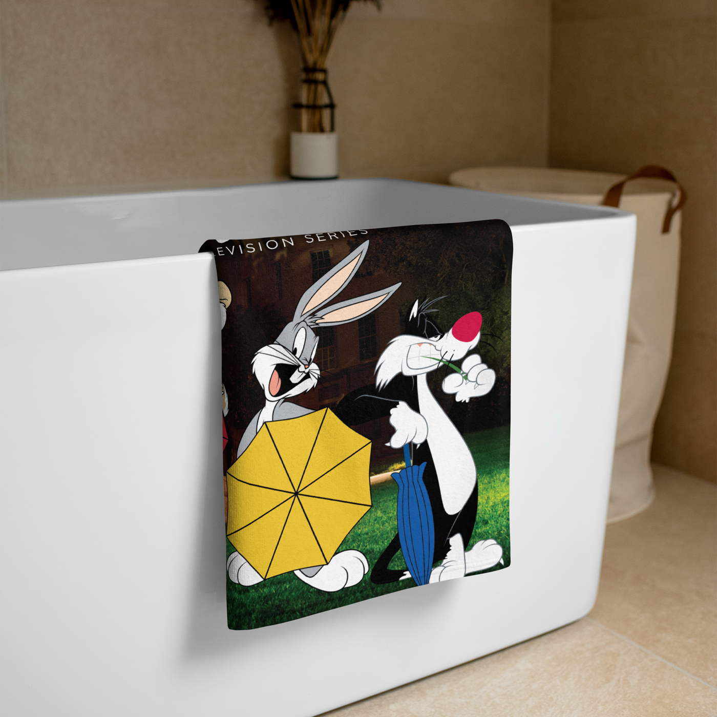 WB 100 Looney Tunes x Friends Intro Scene Beach Towel