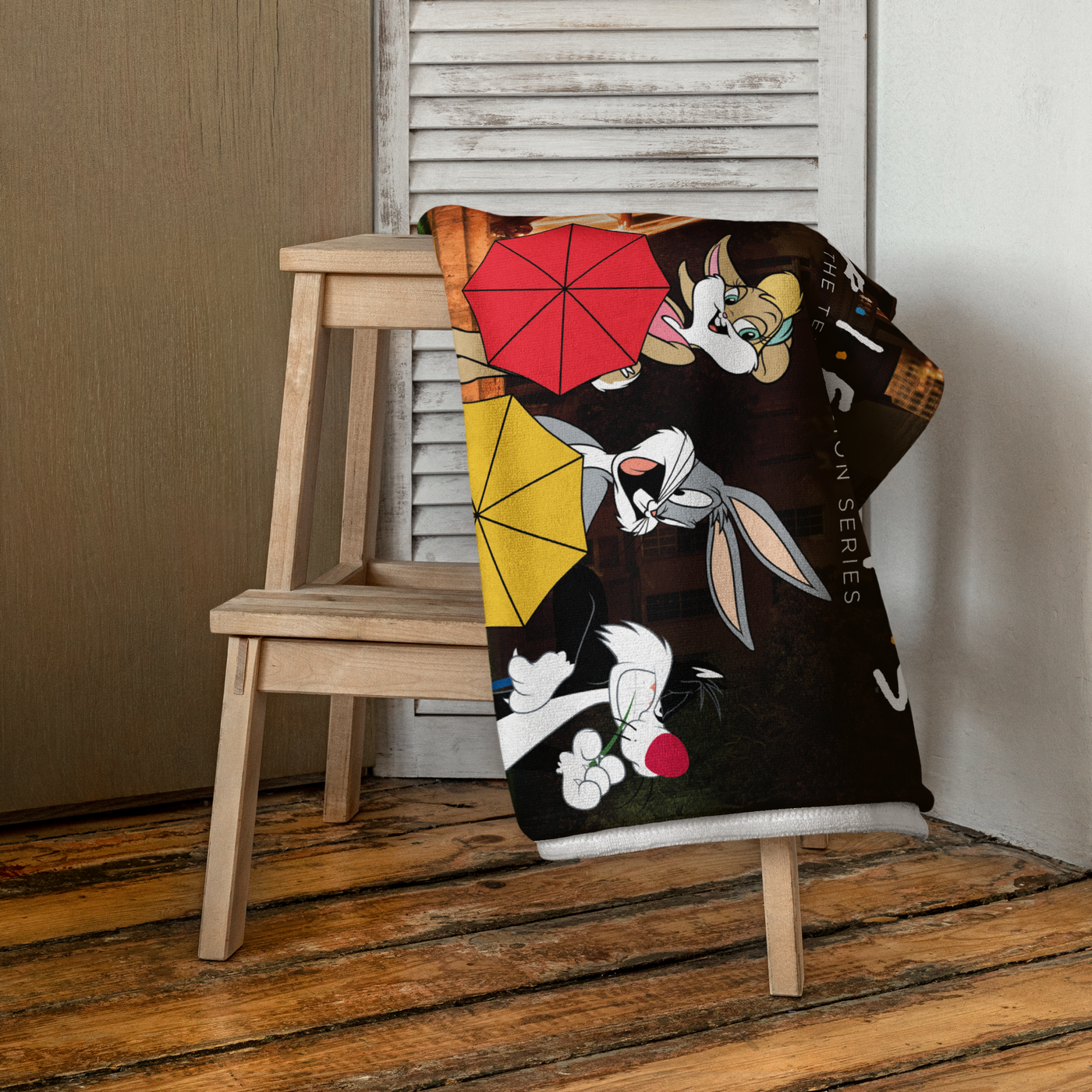 WB 100 Looney Tunes x Friends Intro Scene Beach Towel