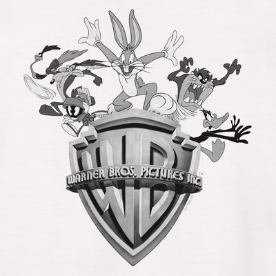 WB100 Warner Bros Shield Looney Tunes Black & White Adult Short Sleeve T-Shirt
