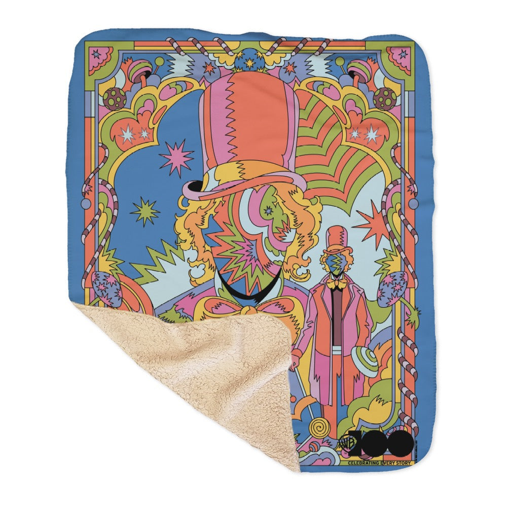 WB 100 Artist Series Raul Urias Willy Wonka and The Chocolate Factory Sherpa Blanket