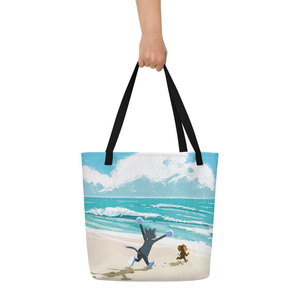 Tom and Jerry Beach Scene Beach Bag